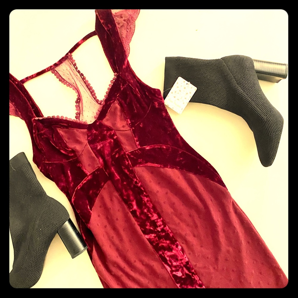 *NWT* Free People Black Cherry Madeline Mini Dress